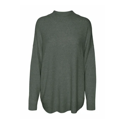 Afbeelding van Vero Moda Vmplaza Highnck LONG Pullover Trui, Dames, Maat: XL, Dark forest