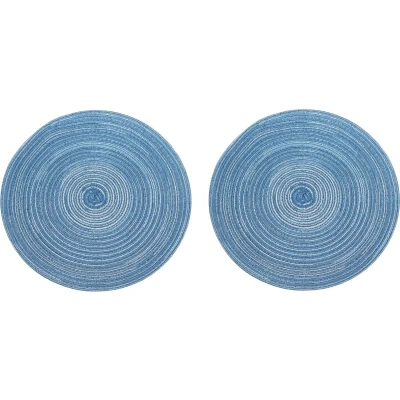 Afbeelding van Krumble Placemat rond Blauw/grijs Set van 2