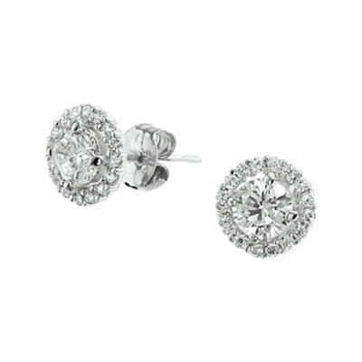 Afbeelding van Witgouden Oorknoppen zirkonia halo 4104123 Oorbellen horloge Zilverkleur