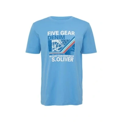 Afbeelding van s.Oliver MIT Artwork UND Front Tshirt print, Heren, Maat: Medium, Royalblau