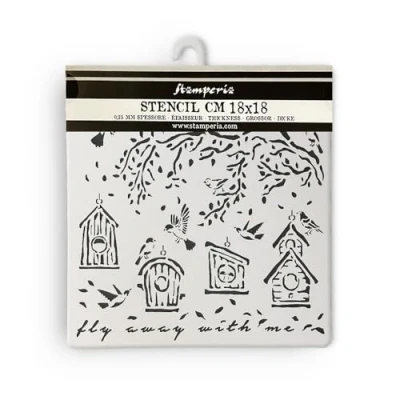 Afbeelding van Stamperia Garden Thick Stencil 18x18cm Nests (KSTDQ102)