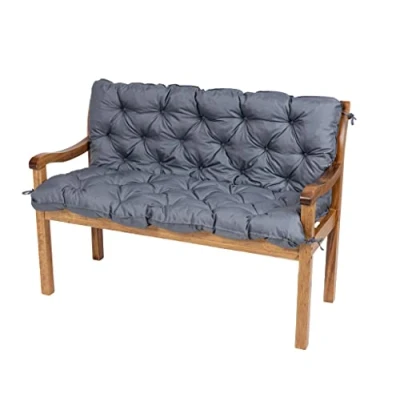 Afbeelding van TexDeko Garden Tuinbank met Rugleuning, Beschermende Bankkussen, Zitkussen, Rugkussen, Kussen, Zitkussen Stoel, Outdoor, Gestoffeerd, Schommelbank, Afmeting 100 x 50 cm, Kleur Grijs