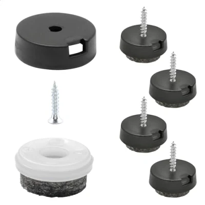 Afbeelding van WAGNER QuickClick® Viltglijders Meubelglijders I Set van 4 om vast te schroeven 4x voet+schroef+glijderinzetstuk verwisselbaar wolvilt ULTRASOFT Ø 20 mm Made in Germany 15808400