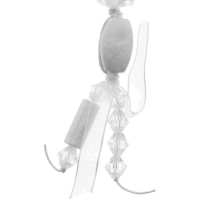 Afbeelding van Behave Witte lange kralen ketting van touw met hanger
