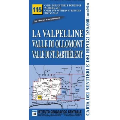 Afbeelding van Carta n. 115 La Valpelline, valle di Ollomont e Saint Barthelemy 1:25.000. dei sentieri rifugi. Serie monti