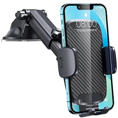 Afbeelding van Autotelefoonhouder, SKBSD Verstelbare autotelefoonhouder 360 rotatie Telefoonhouder voor auto met ontgrendeling één knop en sterke kleverige gelpad mobiele telefoons van 4 tot 7 inch