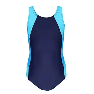 Afbeelding van Aquarti Meisjes Badpak met Racerback, Donkerblauw/Turkoois/Hemelsblauw, 164