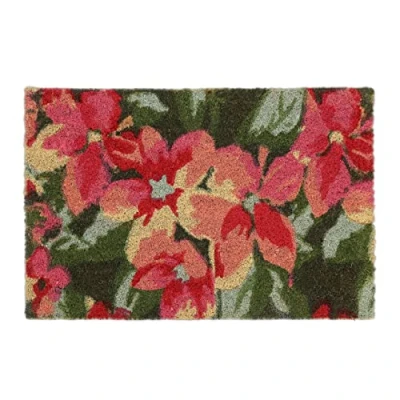 Afbeelding van Relaxdays deurmat bloemen, kokosmat 40 x 60 cm, weerbestendige mat, antislip onderzijde, kleurrijk, natuur