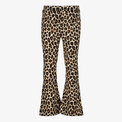 Afbeelding van TwoDay meisjes flared broek met panterprint beige bruin Maat 122/128