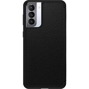 Afbeelding van OtterBox Strada hoesje voor Samsung Galaxy S21+ 5G, schokbestendig, valbestendig, lederen folio met kaarthouder, 3x getest volgens militaire standaard, Zwart, Geen Retailverpakking
