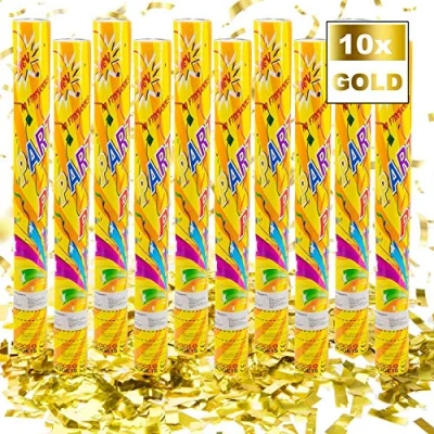 Afbeelding van Confetti kanon Shooter Party Popper XXL 100 cm Set (Goud (60cm), 10 stuks)
