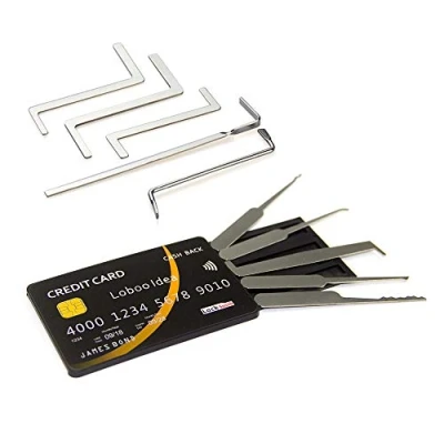 Afbeelding van Loboo Idea 10 delige Slotenmaker Lock Pick Gereedschap Inclusief 5 Stuk Picking Spansleutel Tool Set met Credit Card Kit