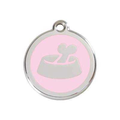Afbeelding van Bone in Bowl Pink roestvrijstalen hondenpenning medium/gemiddeld dia. 3 cm RedDingo