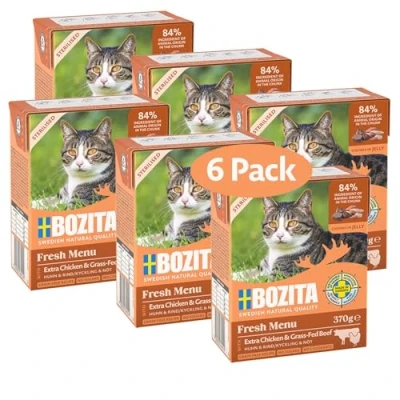 Afbeelding van 24x370 Bozita Tetra Hapjes in Gelei Sterilised met Kip &amp; Rund Kattenvoer