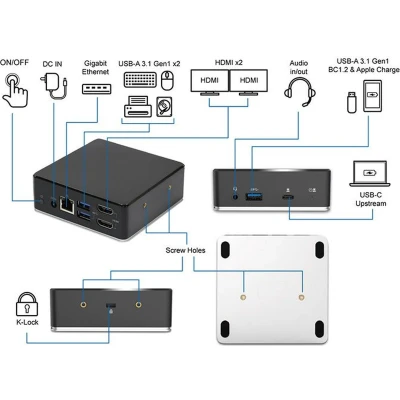 Afbeelding van Gearlab GLB232002, Bedraad, USB 3.2 Gen 1 (3.1 1) Type C, 85 W, 3,5 mm, 10 Mbit/s