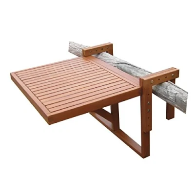 Afbeelding van Spetebo Balkontafel, eucalyptushout, 60 x 45 cm, houten klaptafel, balkon, hangtafel, inklapbaar