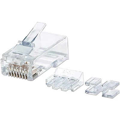 Afbeelding van Intellinet Kabel verpakking van 80 stuks Cat6A modulaire RJ45 stekkers UTP 3 voudige klem voor massieve draad in pot 790659 Krimpcontact