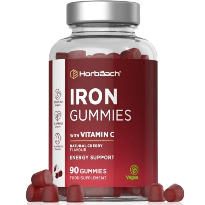 Afbeelding van Ijzer Gummies met Vitamine C 54mg Draagt bij tot de Vermindering van Vermoeidheid en Moeheid Natuurlijke Kersensmaak 90 Horbaach