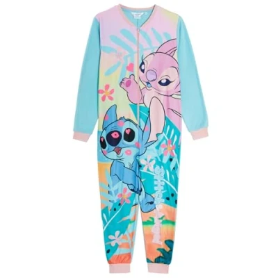 Afbeelding van Disney Stitch And Angel Onesie voor kinderen alles in één pyjama meisjes fleece nachtkleding, Blauw, 11 12 jaar