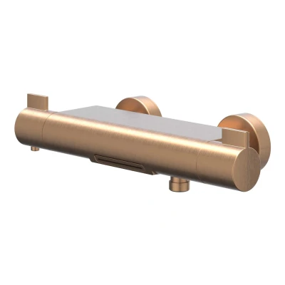 Afbeelding van IVY Pact badthermostaatkraan opbouw cooltouch met cascade uitloop Geborsteld Mat Koper PVD