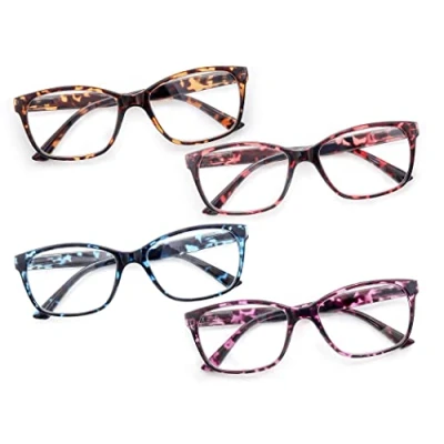 Afbeelding van HEEYYOK 4 pack leesbril vrouwen mannen schildpadframe, lezers bril vierkante grote lente scharnieren flexibele, Lgithweight brillen voor lezen, inclusief zakje