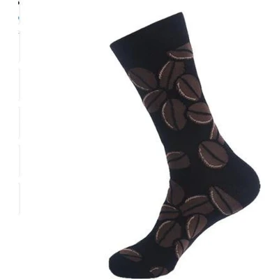 Afbeelding van Sokken Heren 40 45 zwart / bruin print koffie koffiebonen