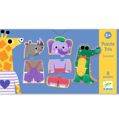 Afbeelding van Djeco puzzel trio savana 8x3st