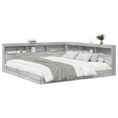 Afbeelding van vidaXL Boekenkast Bed Grijs Sonoma 180x200 cm Gefabriceerd Hout