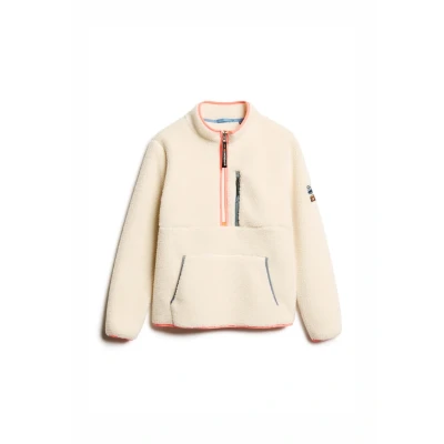 Afbeelding van Superdry Vrouwen Outdoor Fleece met Halve Rits Crème Grootte: 44