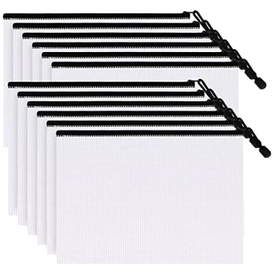 Afbeelding van 12 stuks A5 Mesh Rits Pouch, PVC Tassen, Waterdichte Plastic Zip File Bag, Document Folder Multifunctionele Organizer Transparante Opbergzakken