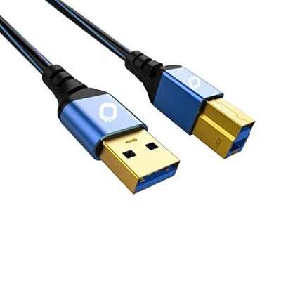 Afbeelding van Oehlbach USB Plus B3 3.0 printerkabel audiokabel type A naar B PVC mantel OFC, blauw/zwart 50cm