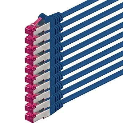 Afbeelding van 0,5m blauw 10 stuks Ethernet Cable Gigabit LAN Netwerkkabel RJ45 CAT6a (10Gb/s) S FTP CAT 6a Lankabel GHMT gecertificeerd PIMF 500 MHz
