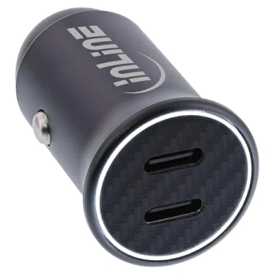 Afbeelding van InLine USB Auto Power adapter Delivery, 2x Type C, zwart, adapter, Zwart
