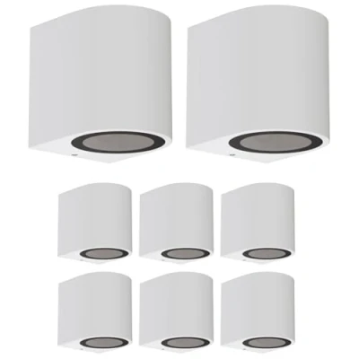 Afbeelding van ledscom.de 8 stuks wandlamp ALSE voor buiten, IP54, downlight, wit mat, rond, 1x GU10 max. 35W