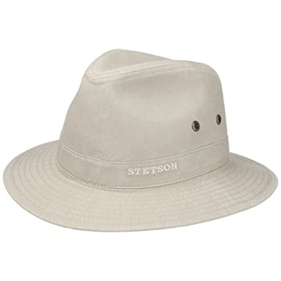 Afbeelding van Stetson Organic Cotton Traveller Hoed Heren stoffen zonnehoed met voering voor Lente/Zomer L (58 59 cm) lichtbeige