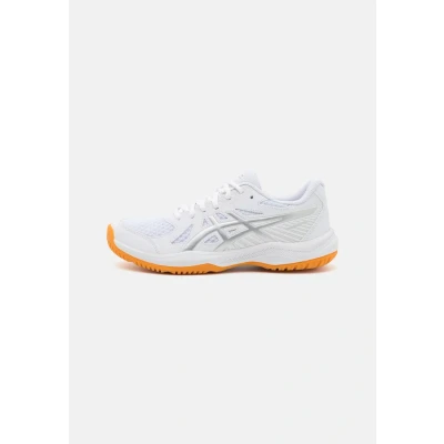 Afbeelding van Asics Upcourt 6 Tennisschoenen voor alle ondergronden, Dames, Maat: 38, White/blue coast Imitatieleer/ textiel