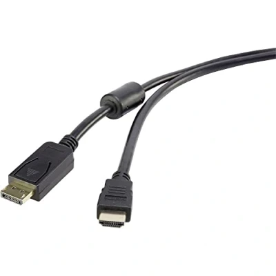 Afbeelding van Renkforce RF 3301522 DisplayPort kabel / HDMI Adapterkabel stekker, A stekker 1.00 m Zwart Met Ferrietkern, Vergulde steekcontacten