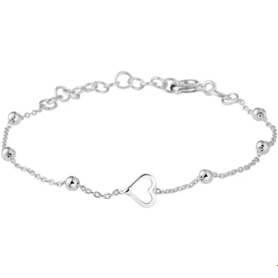Afbeelding van Armband Zilver Hart 1,0 mm 11 + 2 cm