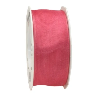 Afbeelding van Präsent 40 mm 25 m FOUR SEASONS organzalint met draad, roze