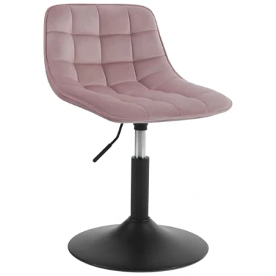 Afbeelding van WOLTU 1 x verstelbare kruk, stoel, eetkamerstoel, make up commerciële winkelkruk, multifunctioneel, 360 graden draaibaar, fluweel, roze, zitting 38 49,5 cm hoog