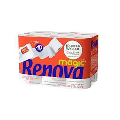 Afbeelding van Renova Magic toiletpapier, 12 rollen, 2 laags, wit
