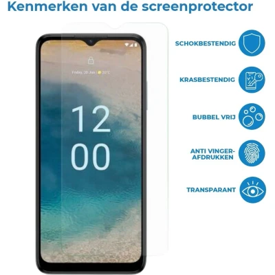 Afbeelding van Case2go Screenprotector voor Nokia G22 Case Friendly Gehard Glas Transparant