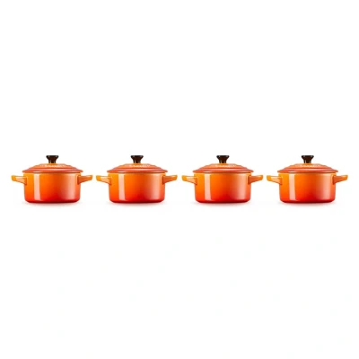 Afbeelding van Le Creuset Mini Braadpan Oranjerood 10 cm set 4 stuks
