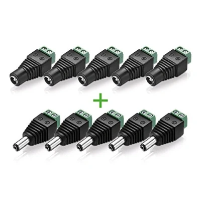 Afbeelding van conecto, holle stekkeradapter, 5,5 x 2,1 mm bus op tweepolig terminalblok (5x) + stekkeradapter stekker