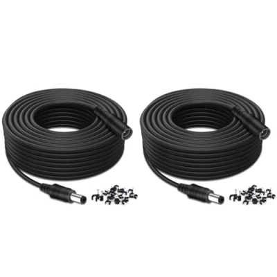 Afbeelding van Tonton 8m/26,2Feet DC Verlengkabel 5,5 mm x 2,1 Aansluitkabel DC/DC Verdeler, Aansluiting voor Voeding, LED, CCTV Camera Stroom Zwart 8M (Set van 2)