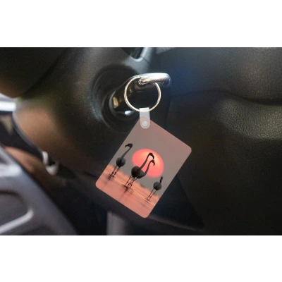 Afbeelding van Sleutelhanger Vogel Flamingo Zonsondergang Roze Uitdeelcadeautjes Plastic