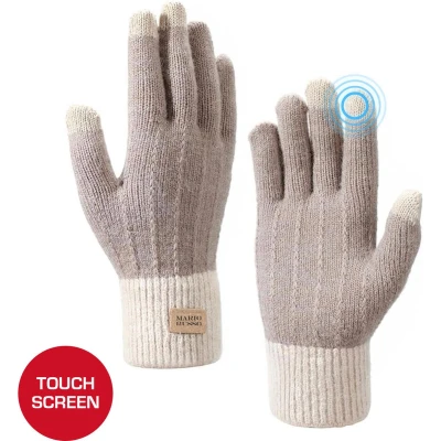 Afbeelding van Mario Russo Touchscreen Handschoenen Dames &amp; Heren winter One Size Khaki