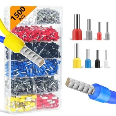 Afbeelding van 1500 stuks adereindhulzen, 0,5 mm² 10 geïsoleerde kabelhulzen 22 7 AWG, adereindhulzen assortiment voor draadverbinding