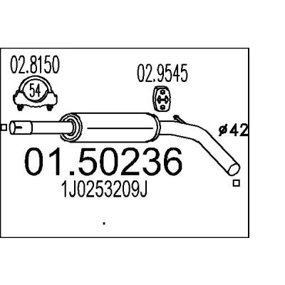 Afbeelding van MTS 01.50236 Middendemper 1010mm VOLKSWAGEN: Polo III Hatchback (6N2) 1.4 16V 1999 2001