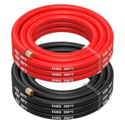 Afbeelding van MMOBIEL 4 AWG Siliconen Elektrische Draad Gauge (21,2mm²) Vertinde Koperkabel 2 Aparte Draden Rood &amp; Zwart Elk 2,5 m voor Koelkasten, Airconditioners, Autobatterijen, Lasbatterijen